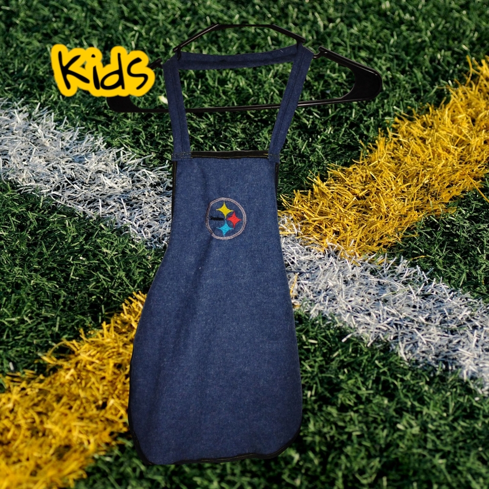 Kids Denim Bib with Embroidered Logo
